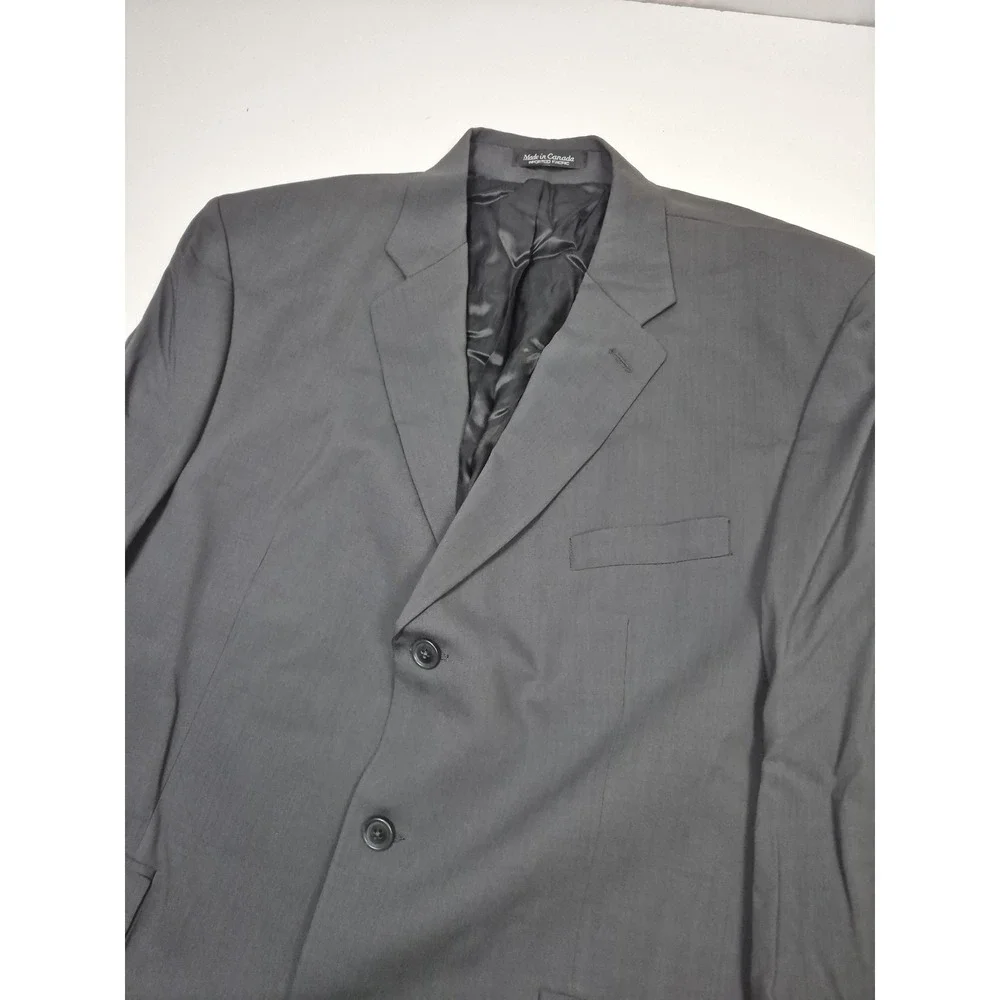 VTG Suit Mens 48 Gray Super 120s Wool 2 Piece 42x36 Business Wedding Canada NWT